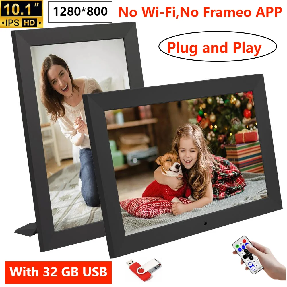 10.1 Inch Digital Picture Frame 1280 * 800 IPS HD Digital Photo Frame Electronic Album Picture Music Movie Clock Remote Control