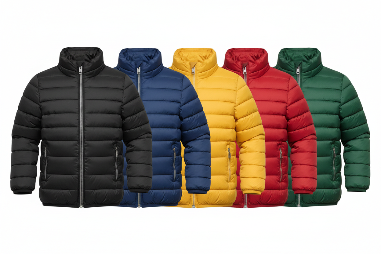 Kids Premium Puffer Jacket in 5 colors: black, blue, yellow, red and green